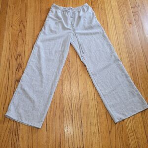 Sienna Sky Blue White Striped Wide Leg Elastic Waist Boho Pants M Cotton Blend